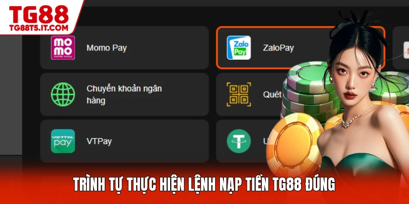 Trình tự thực hiện lệnh nạp tiền TG88 đúng